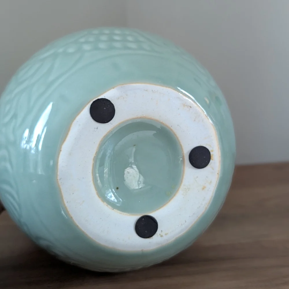 Japanese Clay Celadon Green Glaze 10 Inch Teapot